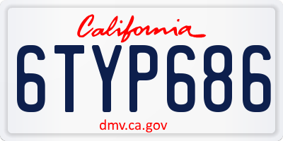 CA license plate 6TYP686