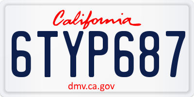 CA license plate 6TYP687
