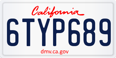 CA license plate 6TYP689