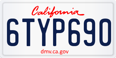CA license plate 6TYP690