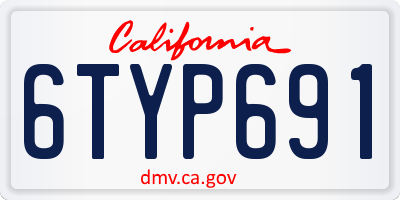 CA license plate 6TYP691