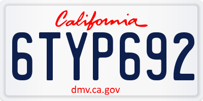 CA license plate 6TYP692