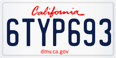 CA license plate 6TYP693