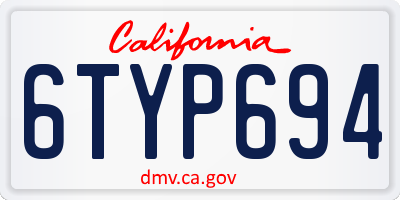 CA license plate 6TYP694