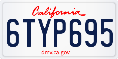 CA license plate 6TYP695