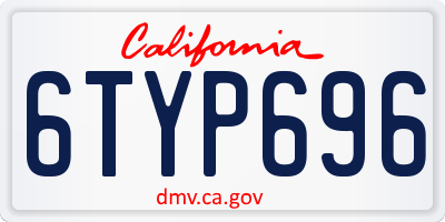 CA license plate 6TYP696