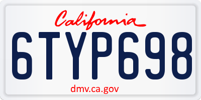 CA license plate 6TYP698