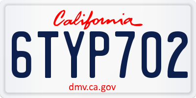 CA license plate 6TYP702
