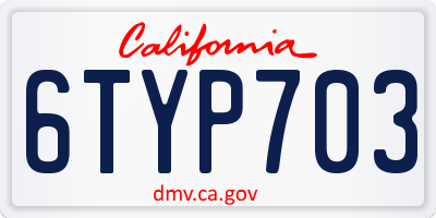 CA license plate 6TYP703
