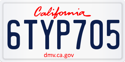 CA license plate 6TYP705