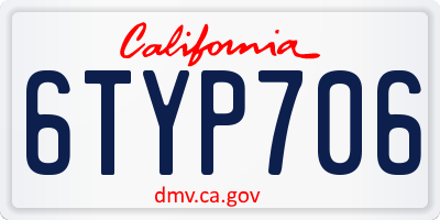 CA license plate 6TYP706