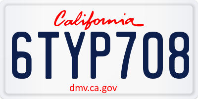 CA license plate 6TYP708