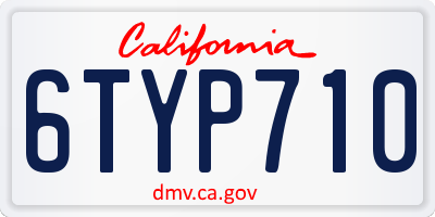 CA license plate 6TYP710