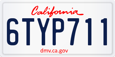CA license plate 6TYP711