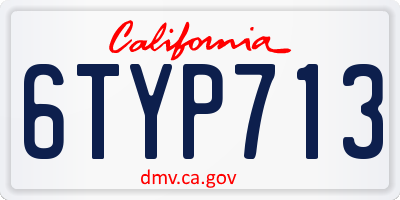 CA license plate 6TYP713