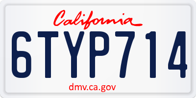 CA license plate 6TYP714