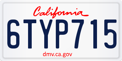 CA license plate 6TYP715