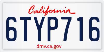 CA license plate 6TYP716