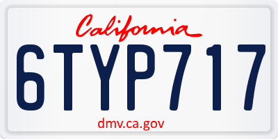 CA license plate 6TYP717