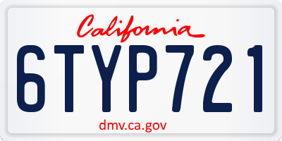 CA license plate 6TYP721