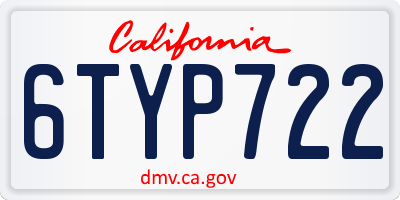 CA license plate 6TYP722