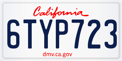 CA license plate 6TYP723