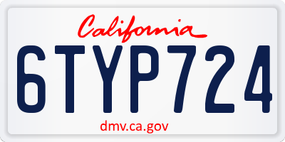 CA license plate 6TYP724