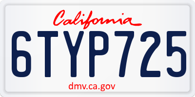 CA license plate 6TYP725