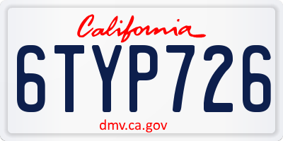 CA license plate 6TYP726