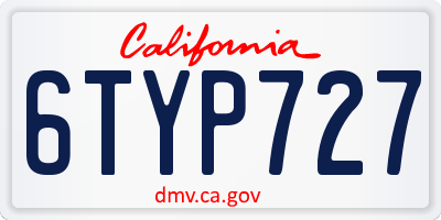 CA license plate 6TYP727