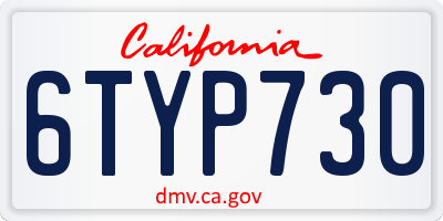 CA license plate 6TYP730