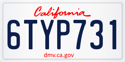 CA license plate 6TYP731
