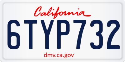 CA license plate 6TYP732