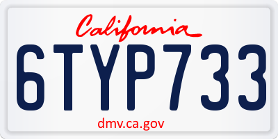 CA license plate 6TYP733