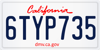 CA license plate 6TYP735