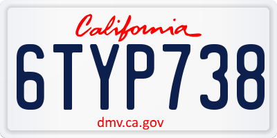 CA license plate 6TYP738