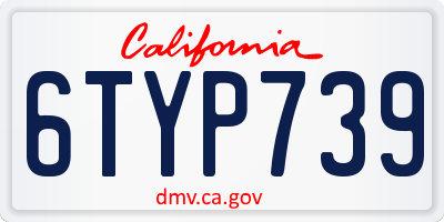 CA license plate 6TYP739