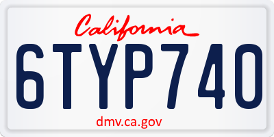 CA license plate 6TYP740