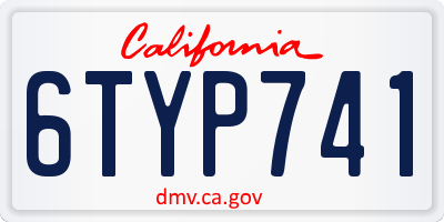 CA license plate 6TYP741