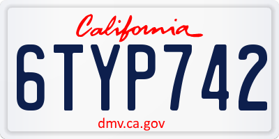 CA license plate 6TYP742