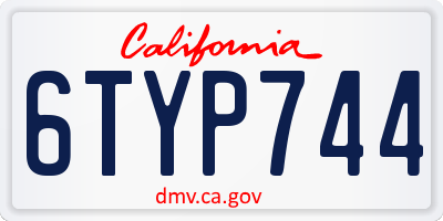 CA license plate 6TYP744