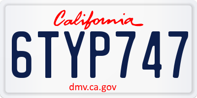 CA license plate 6TYP747