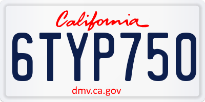 CA license plate 6TYP750