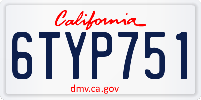 CA license plate 6TYP751