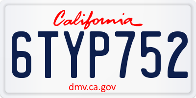 CA license plate 6TYP752