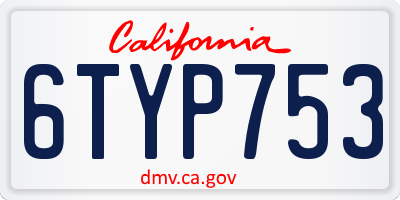 CA license plate 6TYP753