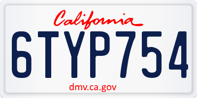 CA license plate 6TYP754