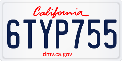 CA license plate 6TYP755