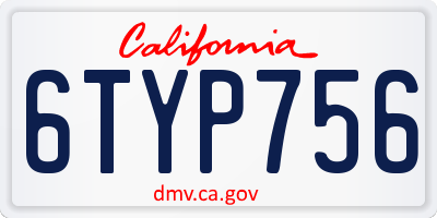 CA license plate 6TYP756