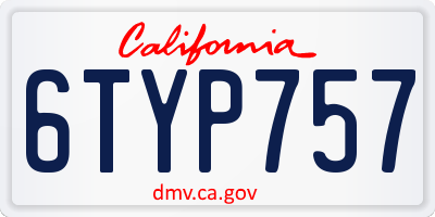 CA license plate 6TYP757